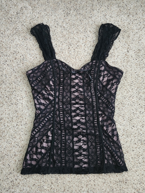 My Michelle Tops - My Michelle Y2k Black Lace Pink Top